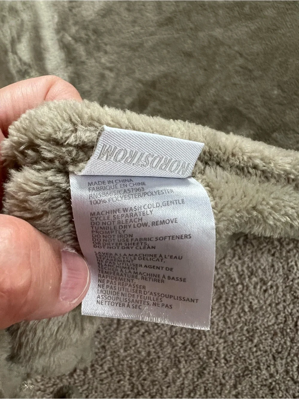 Nordstrom Plush Fringe Throw Blanket in Olive